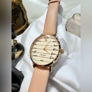 Kate Spade New York Metro Script Dial Blush Leather Watch